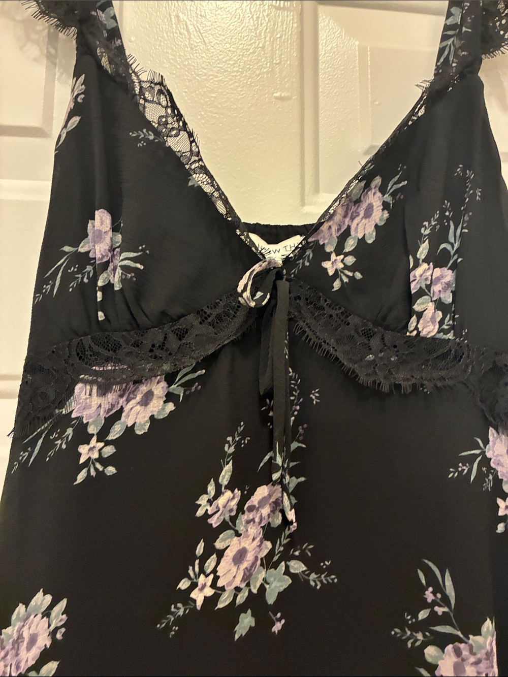 Black Floral Lace Asymmetrical Maxi Dress Whimsygoth Ruffle Size M Summer Goth - Picture 6 of 11